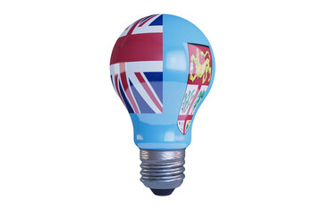Obraz premium Innovative LED Light Bulb with a United Kingdom and Fiji Hybrid Flag Design