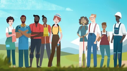 Fototapeta premium Many people of different professions and text LABOR DAY on white background