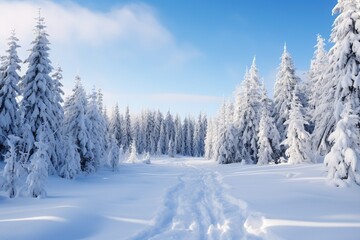 Fototapeta na wymiar Winter scenery, holiday cheer, snowy landscape, Christmas wonder, serene ambiance, seasonal enchantment. Generated by AI. 