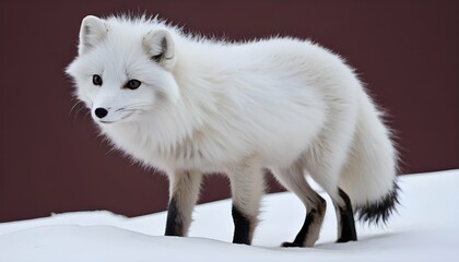 An Arctic Fox With Its Fur Matted With Snow