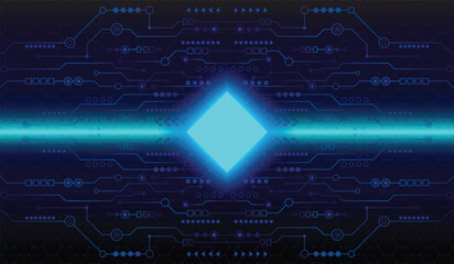 CPU Chip on Motherboard. Central Computer Processors CPU concept. Quantum computer large data processing database concept. Futuristic microchip processor. Digital chip.