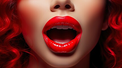 womans red lipps - illustration - ai generated