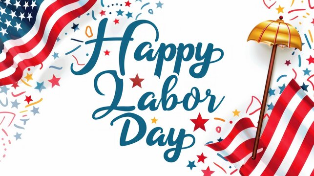 "Happy Labor Day" written in cursive font on white background with American flag on one side --ar 16:9 --stylize 0 Job ID: e57c6229-985d-45fc-b204-0cf8784696ad