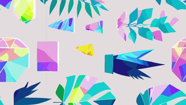 Vector graphics of colorful leaves. Loop Background Animation