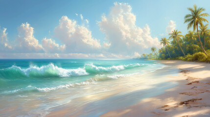 beach with palm trees