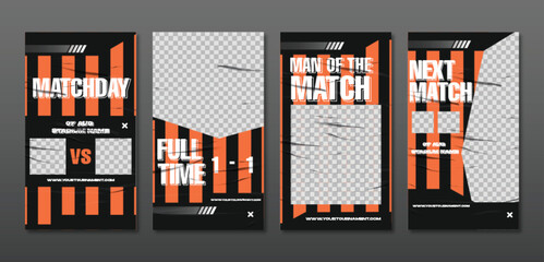Sport story post template , Football Match day , Full time , Next match Best player