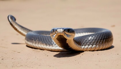 A Cobra Poised To Strike With Its Hood Flared