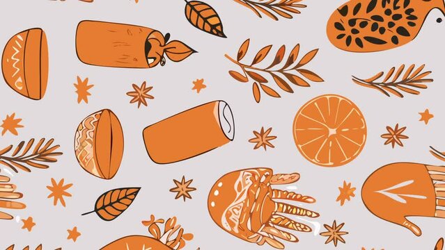 Vector graphics of seamless orange pattern. Loop Background Animation
