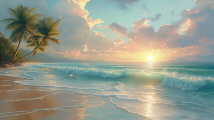 beach with palm trees