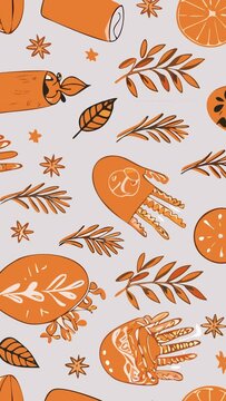 Vector graphics of seamless orange pattern. Loop Background Animation