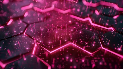 Hexagon with pink glowing light wallpaper