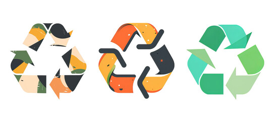 Set of recycle icons isolated on a transparent background. Recycle or Reuse environment and ecology concept