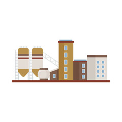 Factory building, power electricity, industry manufactory buildings flat icon isolated vector illustration