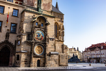Astronomical clock in old town square. Prague