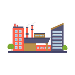 Factory building, power electricity, industry manufactory buildings flat icon isolated vector illustration