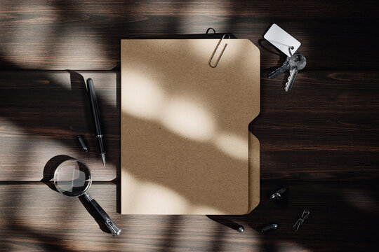 Paper kraft secret folder mockup. 3D rendering