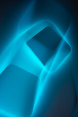 Abstract blue shapes, futuristic wavy illustration, waves, smoke and light on dark background. Vertical orientation.