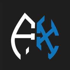 FX letter logo design on black background. FX creative initials letter logo concept. FX letter design.
