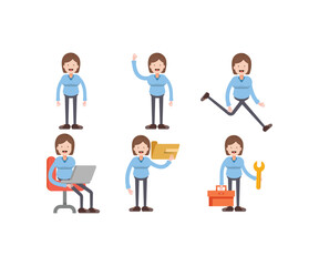 girl students in various poses vector illustration