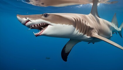 A Hammerhead Shark With Its Mouth Full Of Prey
