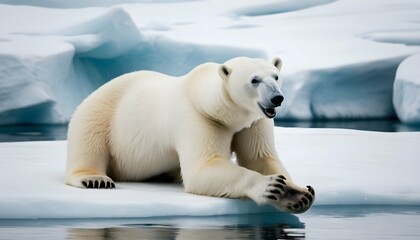 A Polar Bear With Its Paw Raised Ready To Swipe A - obrazy, fototapety, plakaty