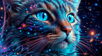 Portrait of a beautiful cat with blue eyes - obrazy, fototapety, plakaty