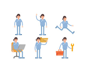 Obraz na płótnie Canvas woman nurse characters in various poses icons set vector illustration