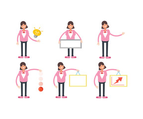 woman characters in various poses icons set vector illustration