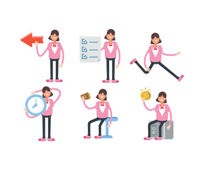 woman characters in various poses icons set vector illustration