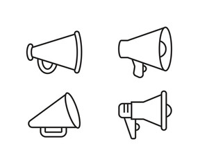 megaphone line icons set vector illustration