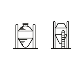 storage tank and silo line icons set vector illustration