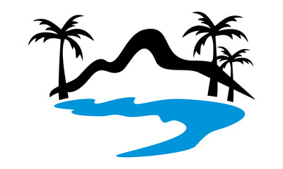 beach island landscape logo illustration
