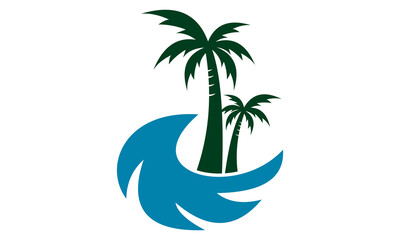 beach logo with coconut tree vector