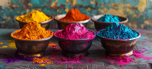 colorful powder in bowls