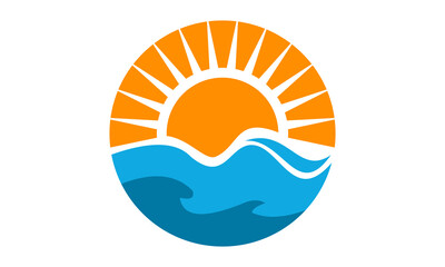 beach, sun vector logo template