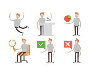 man in turtleneck shirt characters set vector illustration