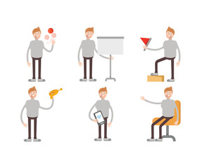 man in turtleneck shirt characters set vector illustration