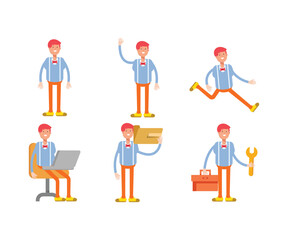 man character in various poses vector illustration