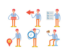 man character in various poses vector illustration