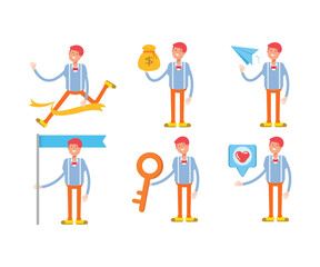 man character in various poses vector illustration