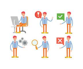 man character in various poses vector illustration