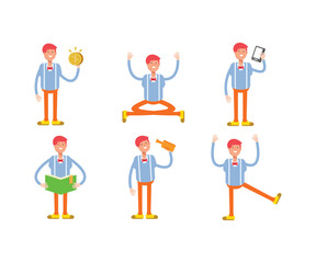 man character in various poses vector illustration