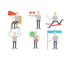 male character in various poses vector illustration