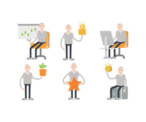 male character in various poses vector illustration