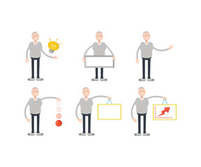 male character in various poses vector illustration