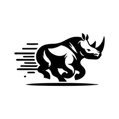 Rhino vector logo stock. Vector illustration of a silhouette of a rhino standing on isolated white background