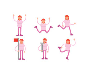 girl characters set in various poses illustration