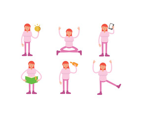 girl characters set in various poses illustration