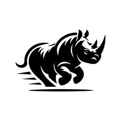 Rhino vector logo stock. Vector illustration of a silhouette of a rhino standing on isolated white background