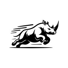 Rhino vector logo stock. Vector illustration of a silhouette of a rhino standing on isolated white background